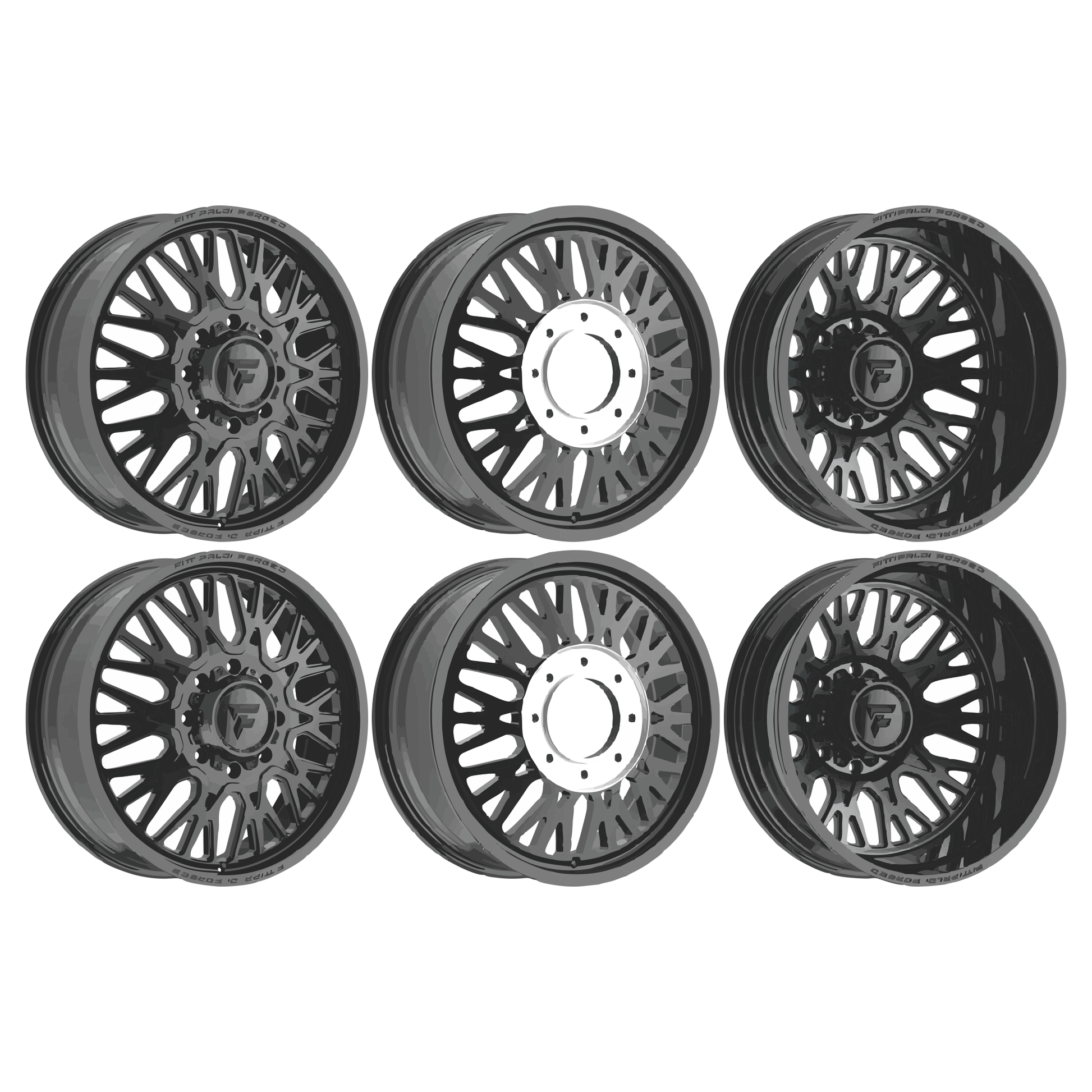 Fittipaldi Forged FDF605B Gloss Black 22x8.25 22" Dually Wheels