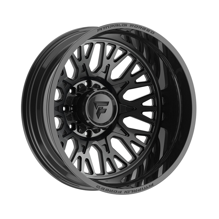 Fittipaldi Forged FDF605B Gloss Black 24x8.25 8x200 with Kenda Tires Klever R/T 35x12.50R24 Dually Package