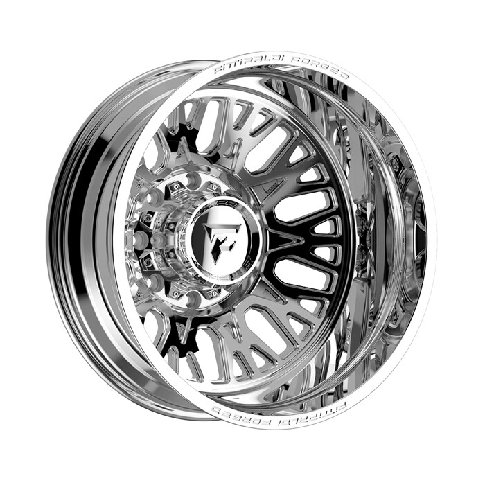 Fittipaldi Forged FDF605P Polished 24x8.25 8x210 with Kenda Tires Klever R/T 35x12.50R24 Dually Package