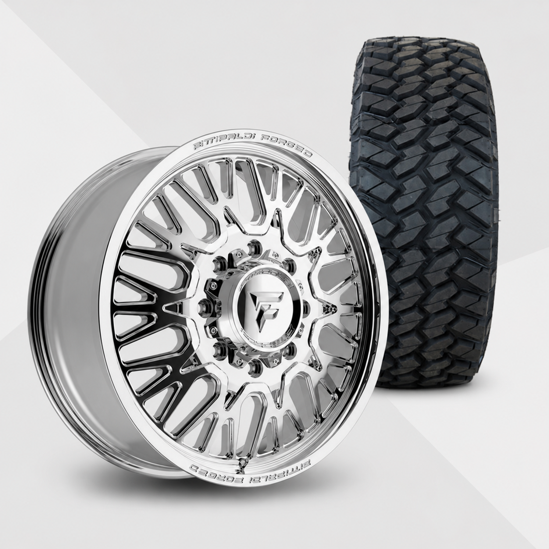 Fittipaldi FDF605P 22x8.25 Wheels & Nitto Tires Trail Grappler M/T 285/55R22 Tires - 22" Dually Package