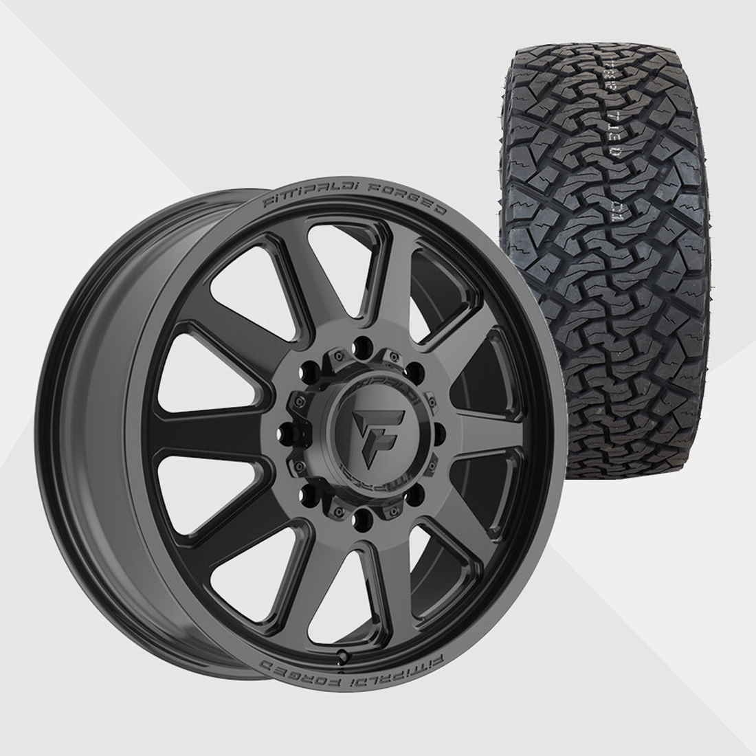 Fittipaldi Forged FDF603B Gloss Black 24x8.25 8x200 with Venom Power Tires Terra Hunter X/T 37x13.50R24 Dually Package