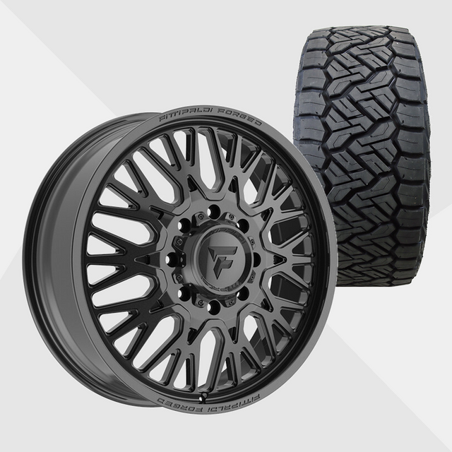 Fittipaldi Forged FDF605B Gloss Black 24x8.25 8x200 with Nitto Tires Recon Grappler A/T 315/45R24 Dually Package