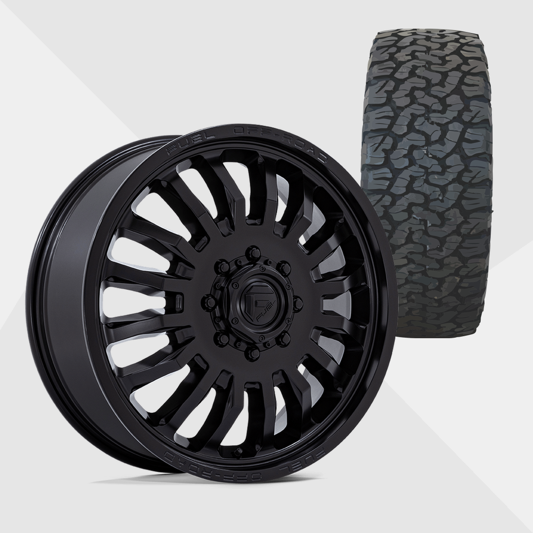 Fuel Offroad ARC Blackout 20x8.25 8x200 with BF Goodrich Tires T/A KO2 A/T 265/60R20 Dually Package