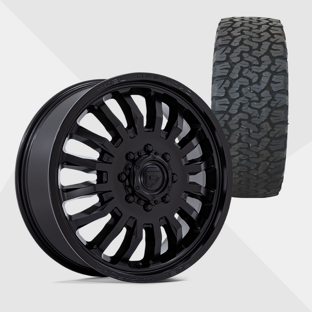 Fuel Offroad ARC Blackout 20x8.25 8x200 with BF Goodrich Tires T/A KO2 A/T 265/60R20 Dually Package
