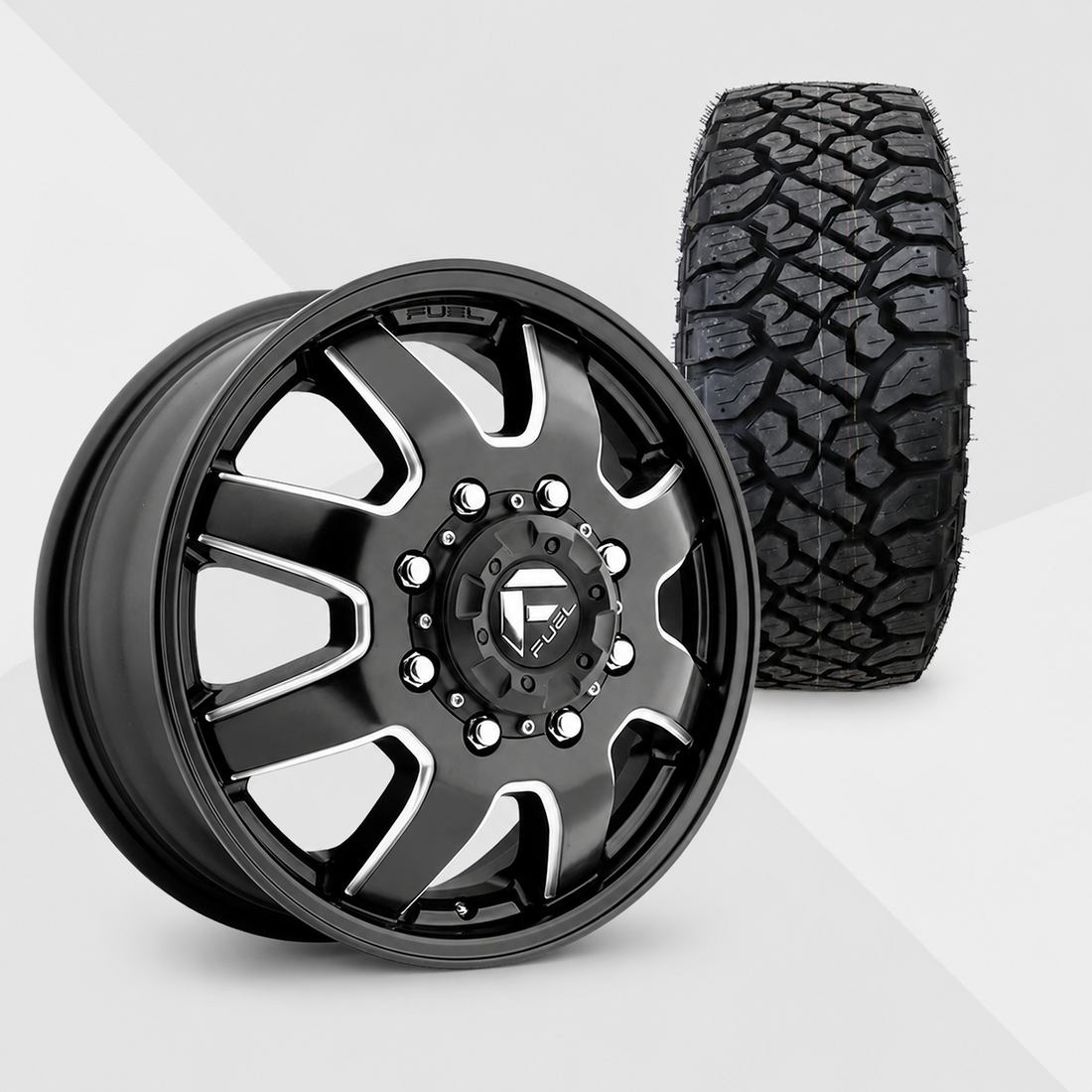 Fuel Offroad Maverick Dually 20x8.25 Wheels & Kenda Tires Klever R/T 35x12.50R20 Tires - 20" Dually Package