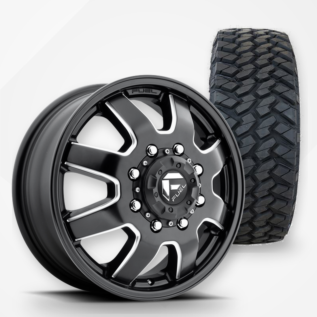 Fuel Offroad Maverick Dually 20x8.25 Wheels & Nitto Tires Trail Grappler M/T 35x11.50R20 Tires - 20" Dually Package