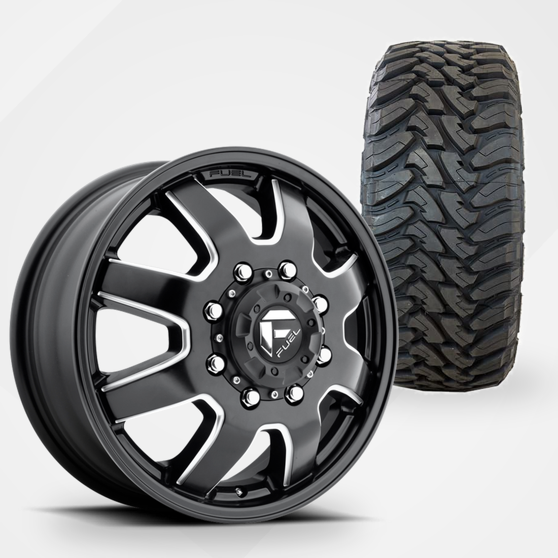 Fuel Offroad Maverick Dually 20x8.25 Wheels & Toyo Tires Open Country M/T 35x12.50R20 Tires - 20" Dually Package