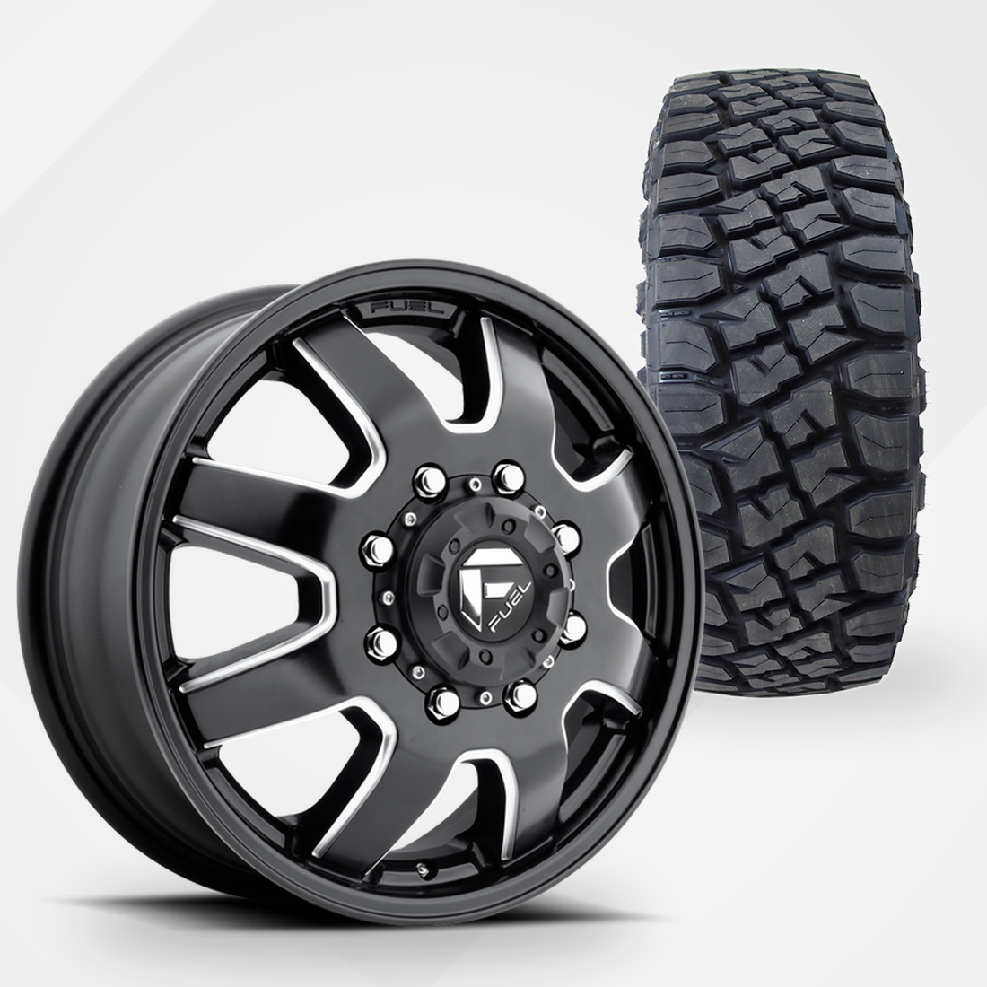Fuel Offroad Maverick Dually 22x8.25 Wheels & Toyo Tires Open Country R/T Pro 35x12.50R22 Tires - 22" Dually Package