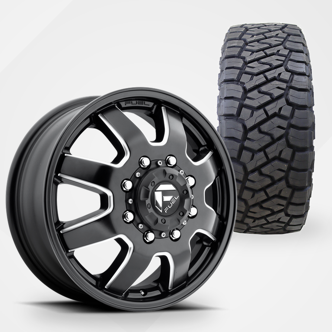 Fuel Offroad Maverick Dually 20x8.25 Wheels & Toyo Tires Open Country R/T Trail 35x12.50R20 Tires - 20" Dually Package