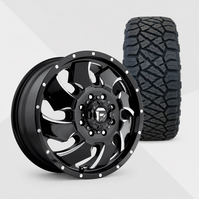 Fuel Offroad Cleaver Dually 20x8.25 Wheels & Nitto Tires Ridge Grappler 285/60R20 Tires - 20" Dually Package