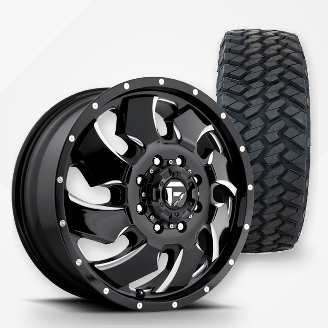 Fuel Offroad Cleaver Dually 20x8.25 Wheels & Nitto Tires Trail Grappler M/T 37x11.50R20 Tires - 20" Dually Package
