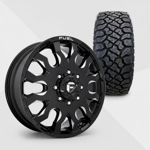 Fuel Offroad Blitz Dually 20x8.25 Wheels & Kenda Tires Klever R/T 35x12.50R20 Tires - 20" Dually Package