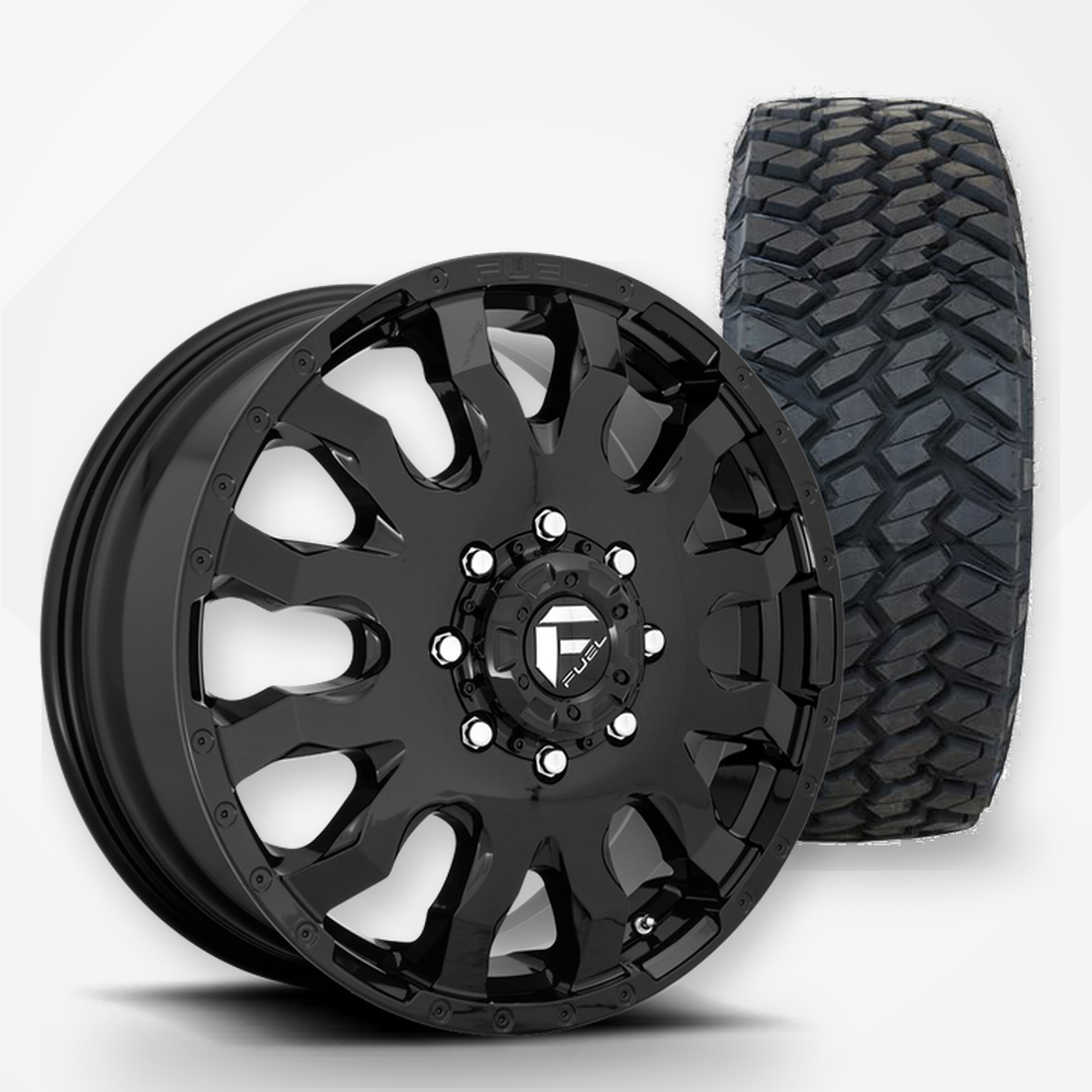 Fuel Offroad Blitz Dually 20x8.25 Wheels & Nitto Tires Trail Grappler M/T 37x11.50R20 Tires - 20" Dually Package