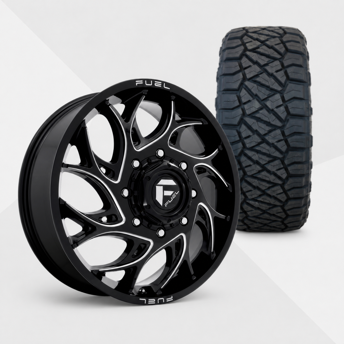 Fuel Offroad Runner Dually 20x8.25 Wheels & Nitto Tires Ridge Grappler 285/65R20 Tires - 20" Dually Package