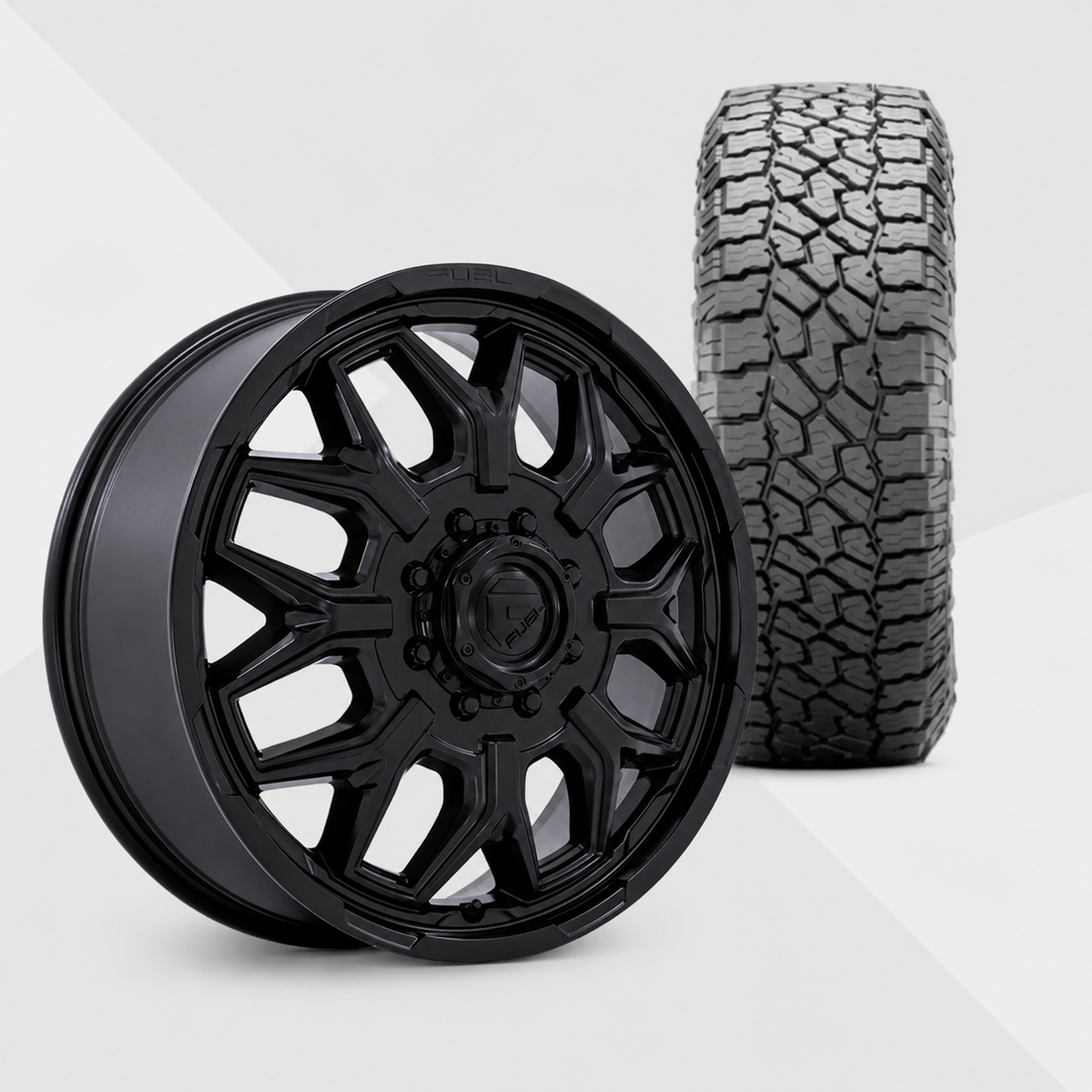 Fuel Offroad Flux 20x8.25 Wheels & Falken Tires Wildpeak A/T4W 35x12.50R20 Tires - 20" Dually Package
