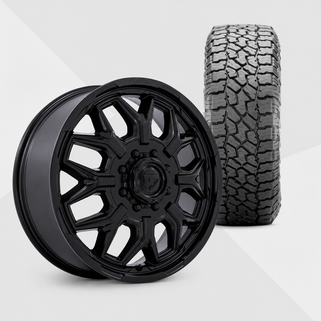 Fuel Offroad Flux 20x8.25 Wheels & Falken Tires Wildpeak A/T4W 35x12.50R20 Tires - 20" Dually Package