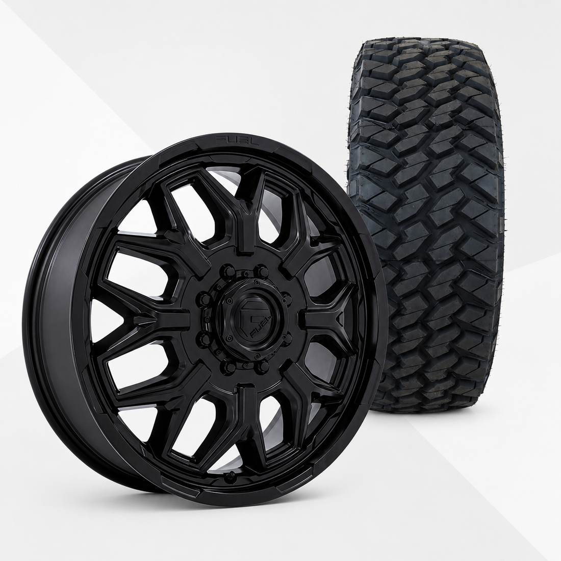 Fuel Offroad Flux 20x8.25 Wheels & Nitto Tires Trail Grappler M/T 35x12.50R20 Tires - 20" Dually Package
