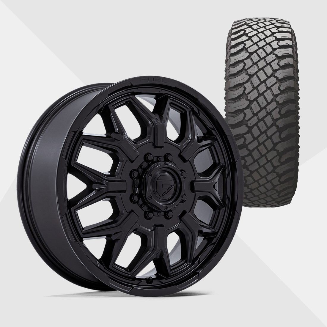 Fuel Offroad Flux Blackout 20x8.25 8x210 with Atturo Tires Trail Blade X/T 295/60R20 Dually Package