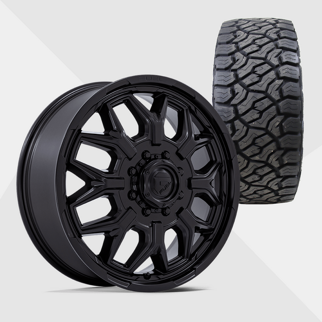 Fuel Offroad Flux Blackout 22x8.25 8x165.1 (8x6.5) with Venom Power Tires Trail Hunter ATX 33x12.50R22 Dually Package