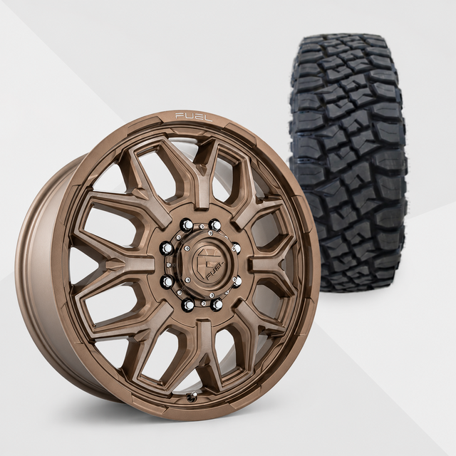 Fuel Offroad Flux 22x8.25 Wheels & Nitto Tires Recon Grappler A/T 35x12.50R22 Tires - 22" Dually Package