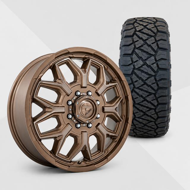 Fuel Offroad Flux 20x8.25 Wheels & Nitto Tires Ridge Grappler 35x13.50R20 Tires - 20" Dually Package