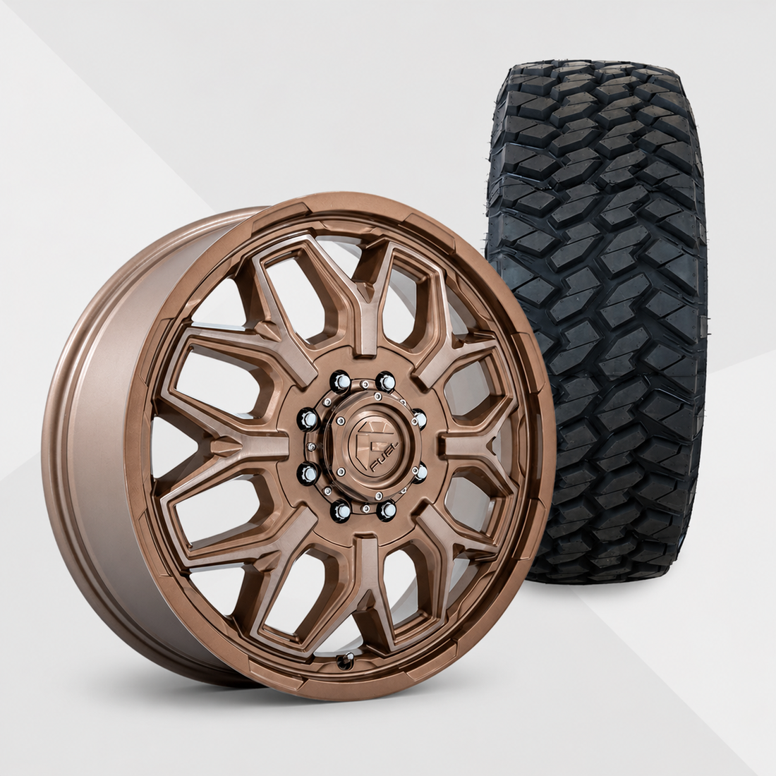 Fuel Offroad Flux 22x8.25 Wheels & Nitto Tires Trail Grappler M/T 285/55R22 Tires - 22" Dually Package
