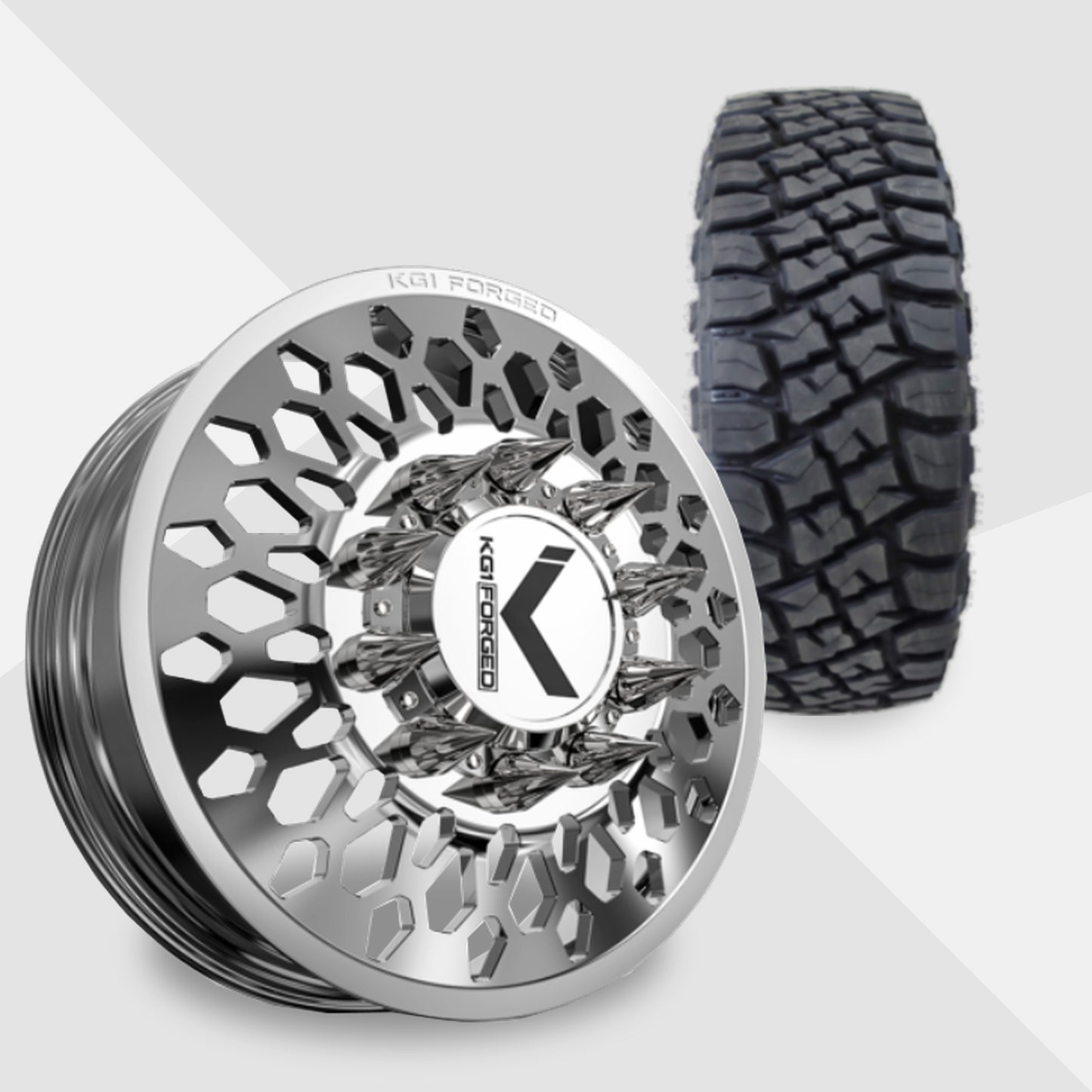KG1 Glitz-KD 22x8.25 Wheels & Toyo Tires Open Country RT Pro 37x13.50R22 Tires - 22" Dually Package