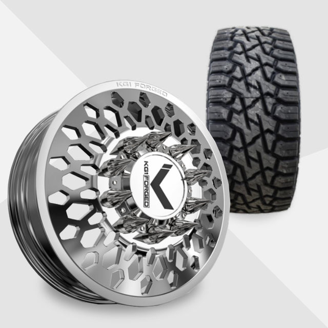 KG1 Glitz-KD 22x8.25 Wheels & Venom Power Tires Trail Hunter R/T 37x12.50R22 Tires - 22" Dually Package