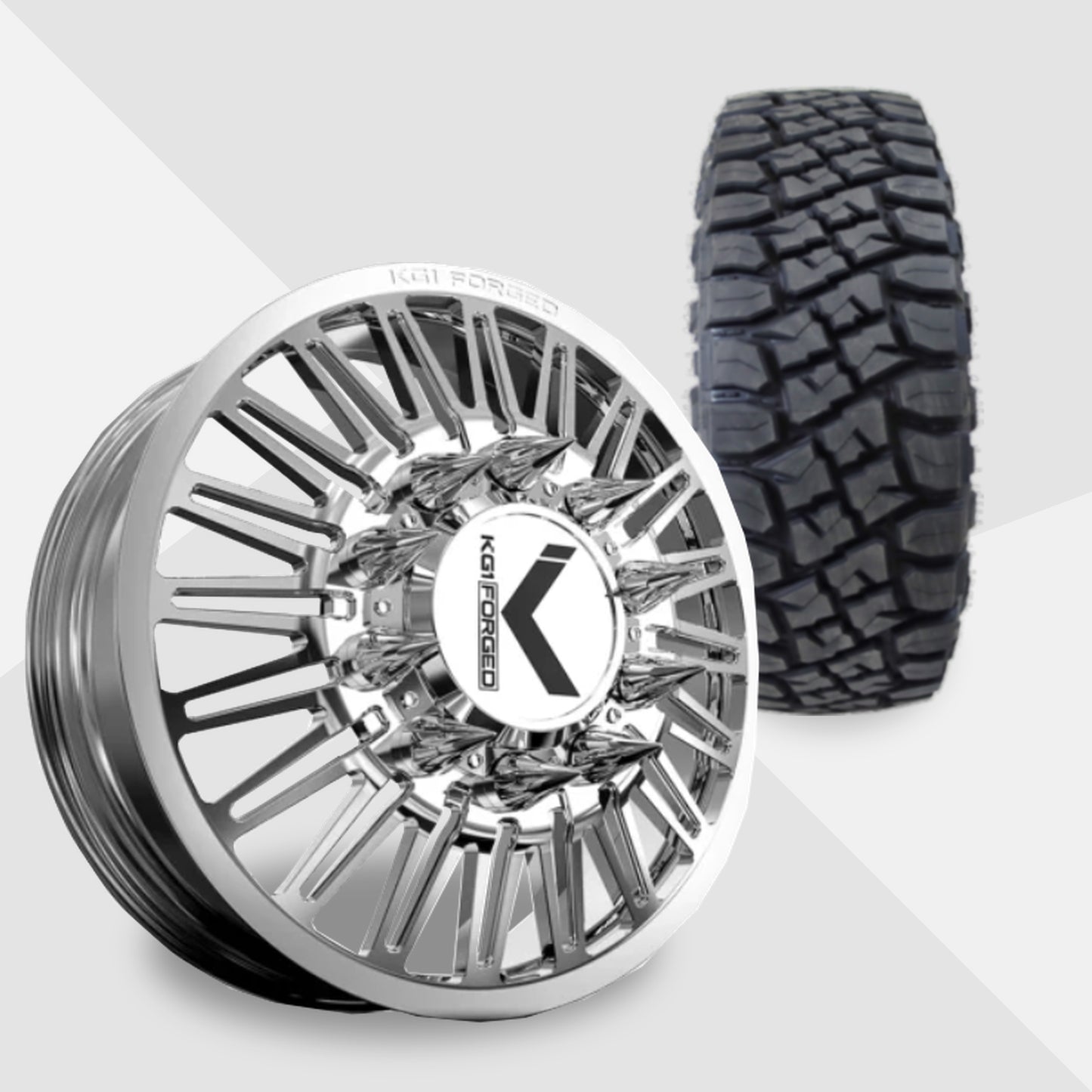 KG1 Guilttrip-KD 22x8.25 Wheels & Toyo Tires Open Country RT Pro 37x13.50R22 Tires - 22" Dually Package