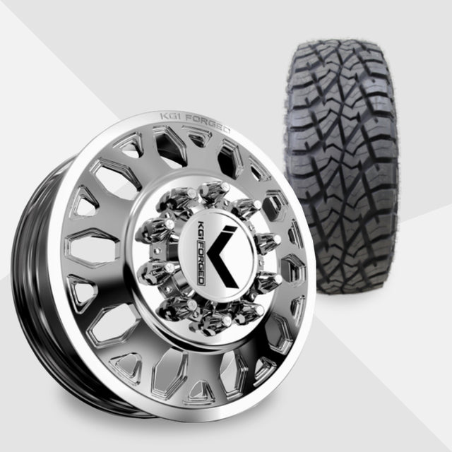 KG1 Honor-KD 22x8.25 Wheels & AMP Tires Terrain Attack R/T 35x12.50R22 Tires - 22" Dually Package