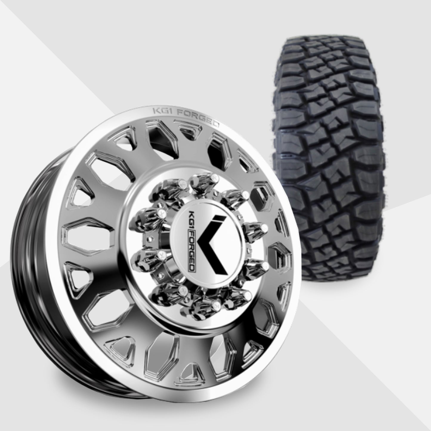 KG1 Honor-KD 22x8.25 Wheels & Toyo Tires Open Country RT Pro 37x13.50R22 Tires - 22" Dually Package