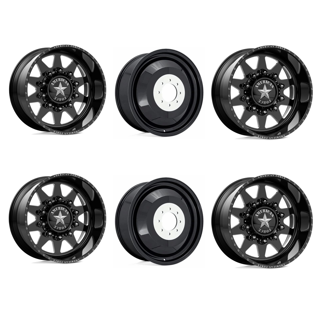 American Force 611 Independence SD Gloss Black Milled 24x11 8x170 Dually Wheels