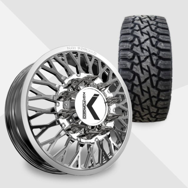 KG1 Jacked-KD 22x8.25 Wheels & Venom Power Tires Trail Hunter R/T 37x12.50R22 Tires - 22" Dually Package