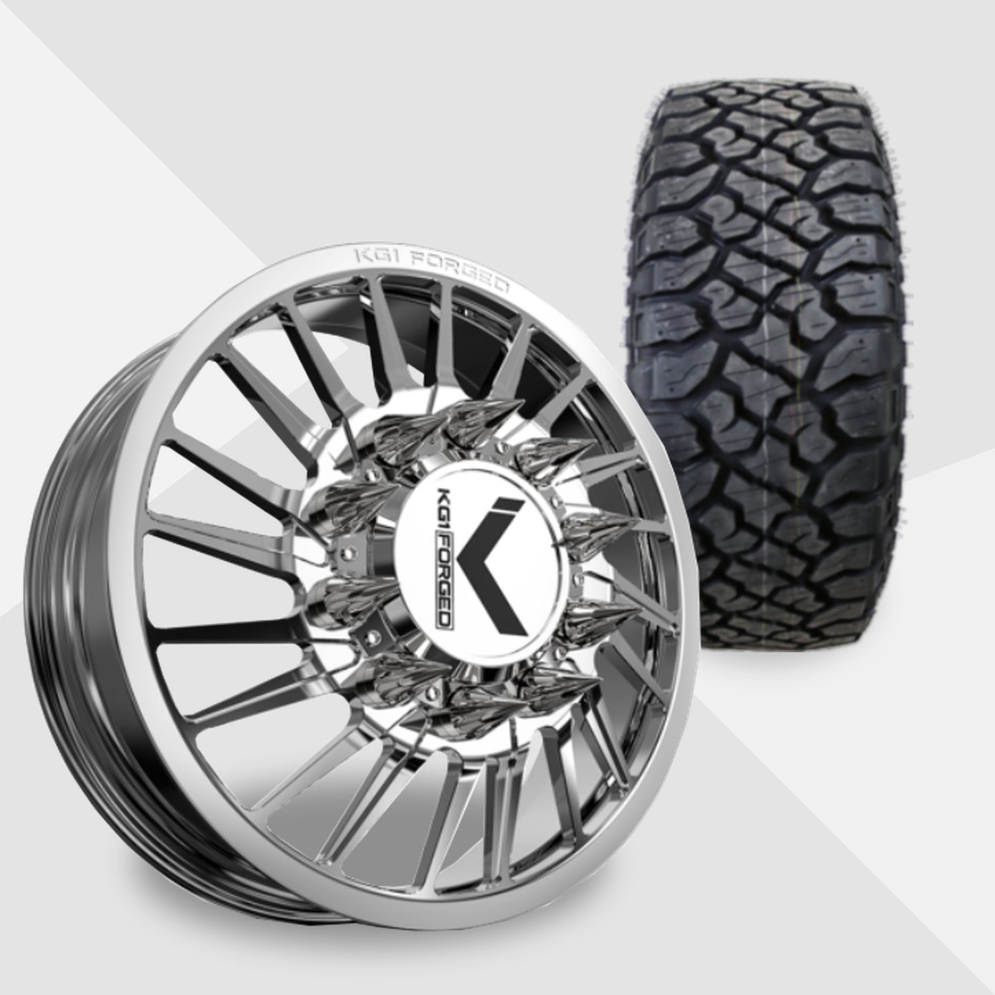 KG1 Javelin-KD 24x8.25 Wheels & Kenda Tires Klever R/T 35x12.50R24 Tires - 24" Dually Package