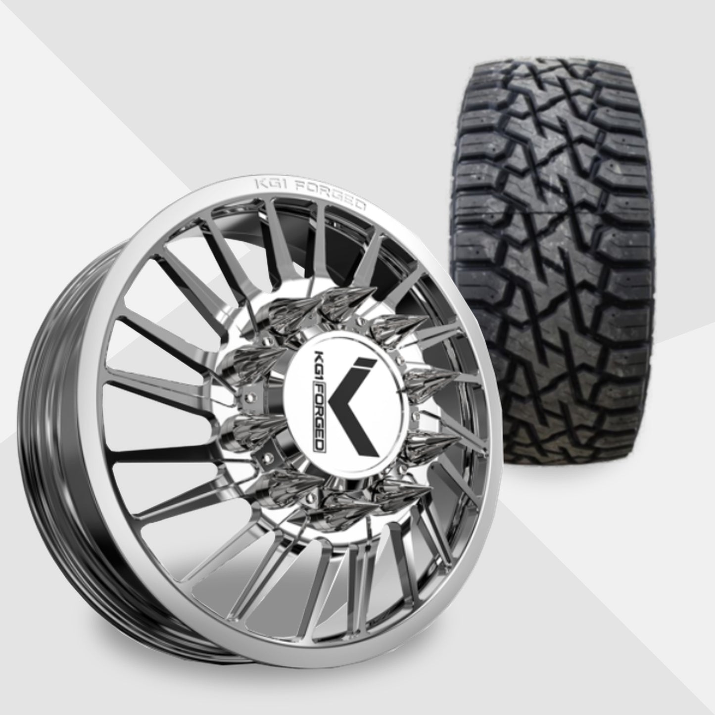 KG1 Javelin-KD 22x8.25 Wheels & Venom Power Tires Trail Hunter R/T 35x12.50R22 Tires - 22" Dually Package