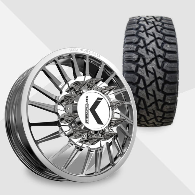 KG1 Javelin-KD 22x8.25 Wheels & Venom Power Tires Trail Hunter R/T 37x12.50R22 Tires - 22" Dually Package