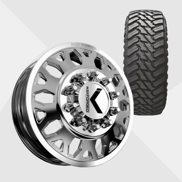KG1 KD002 Honor-KD Polished 22x8.25 8x275 with Atturo Tires Trail Blade M/T 35x12.50R22 Dually Package