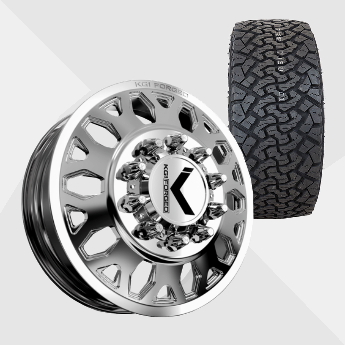KG1 KD002 Honor-KD Polished 22x8.25 8x275 with Venom Power Tires Terra Hunter X/T 33x12.50R22 Dually Package