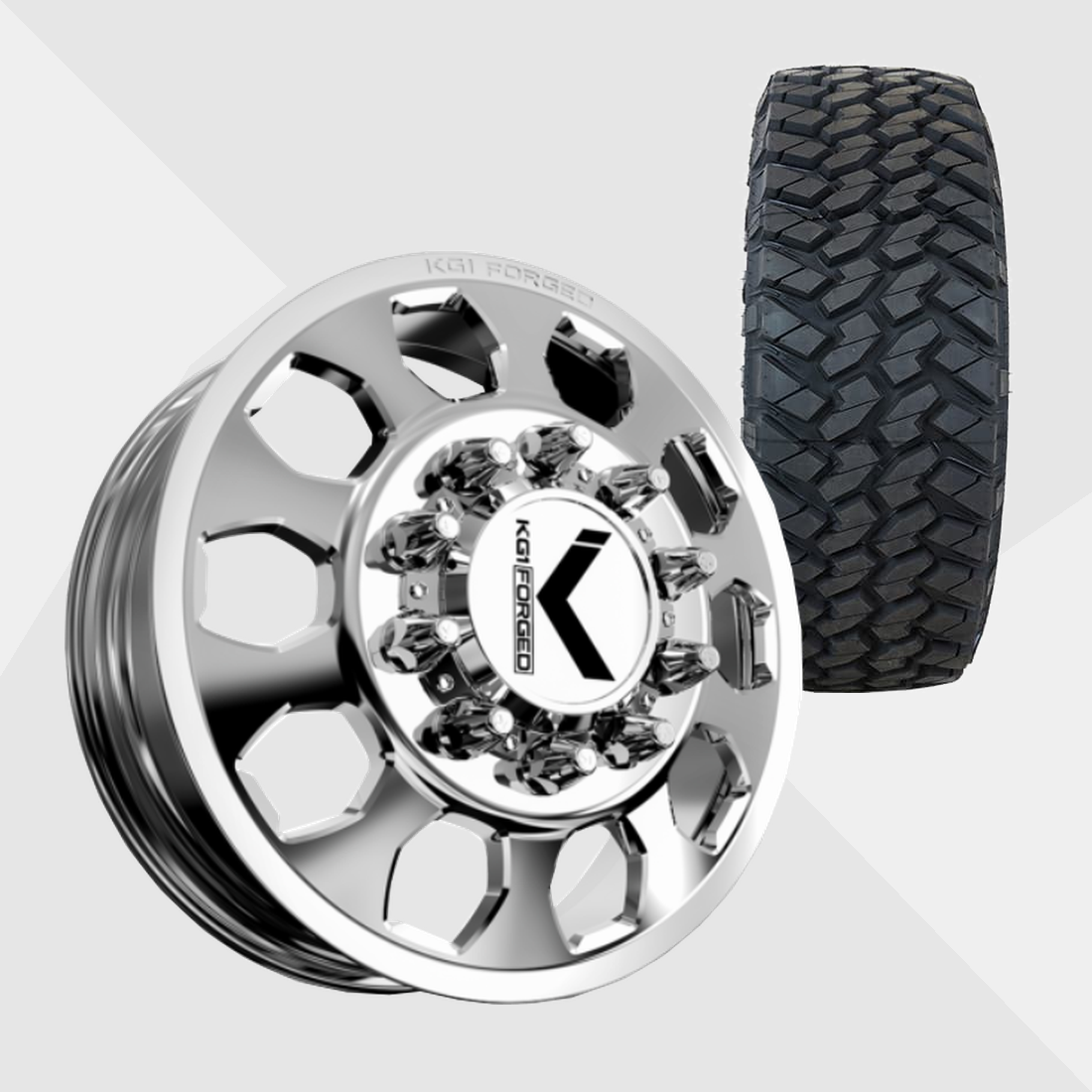 KG1 KD003 Sarge-KD Polished 22x8.25 8x275 with Nitto Tires Trail Grappler M/T 285/55R22 Dually Package