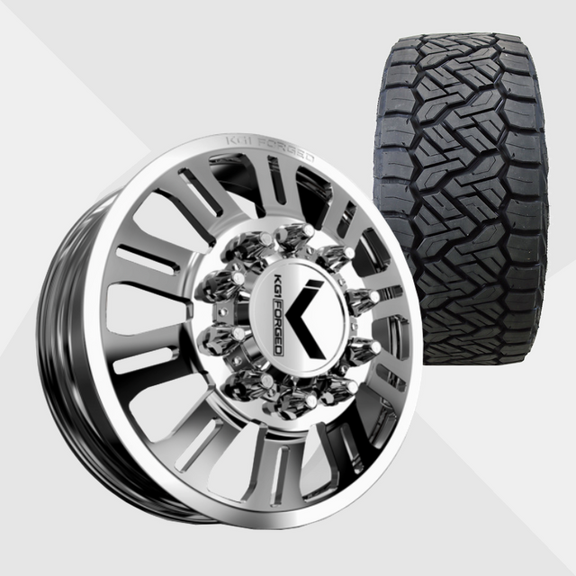 KG1 KD004 Duel-KD Polished 22x8.25 8x210 with Nitto Tires Recon Grappler A/T 35x12.50R22 Dually Package