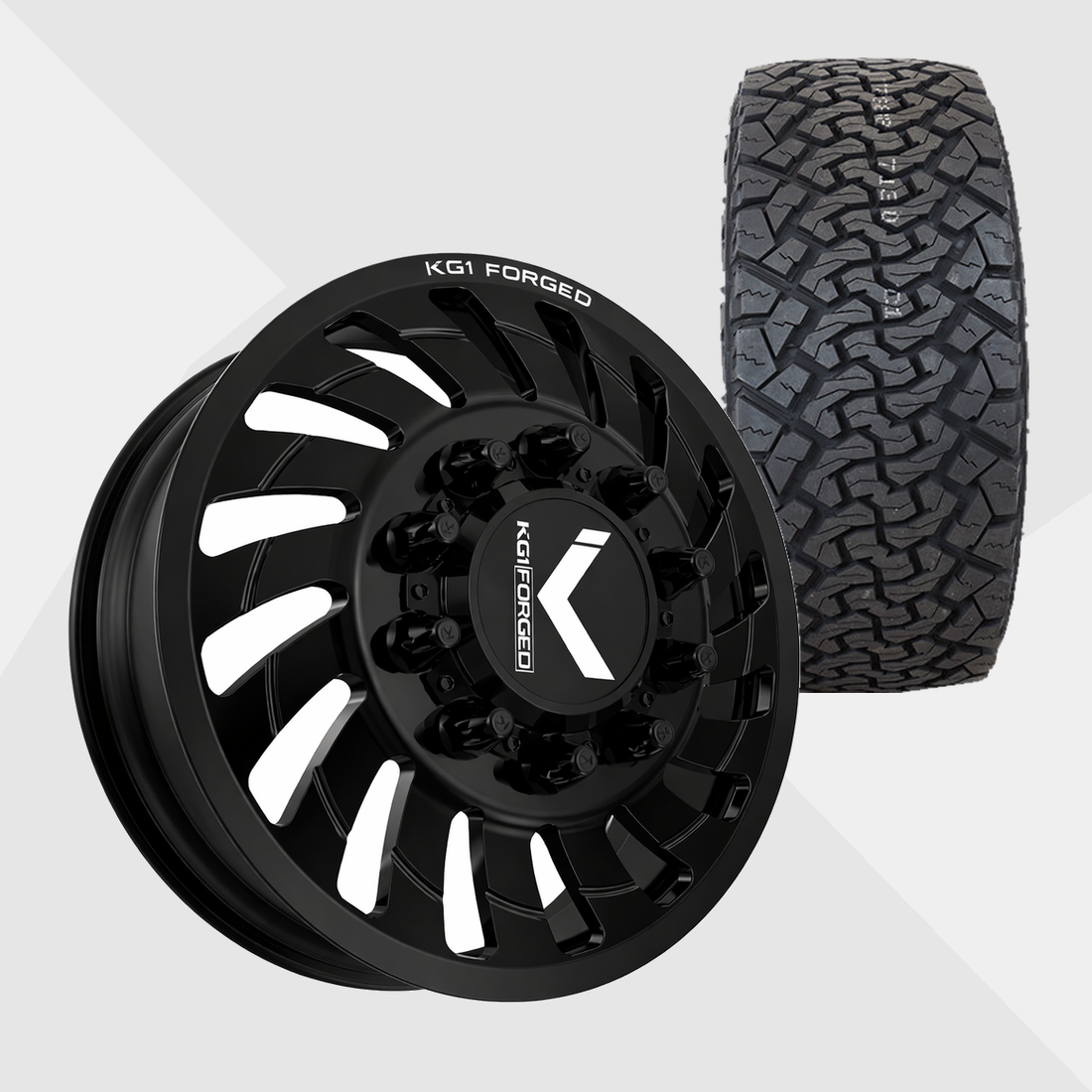 KG1 KD005 Razor-KD Gloss Black 24x8.25 8x200 with Venom Power Tires Terra Hunter X/T 35x13.50R24 Dually Package