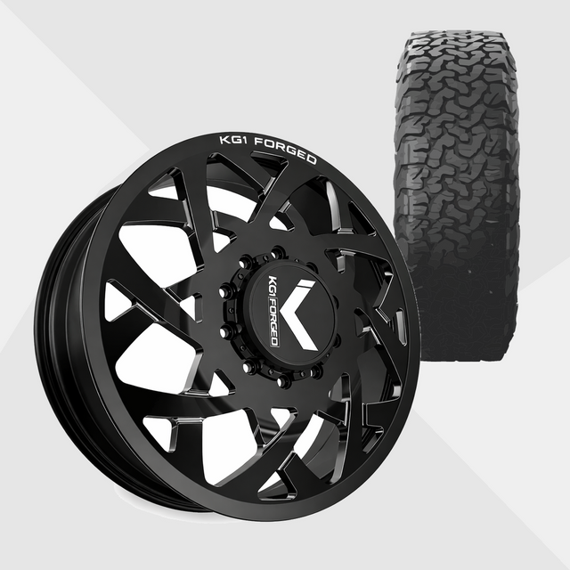 KG1 KD008 Orbital-KD Gloss Black Milled 22x8.25 8x200 with BF Goodrich Tires All-Terrain T/A KO3 285/55R22 Dually Package