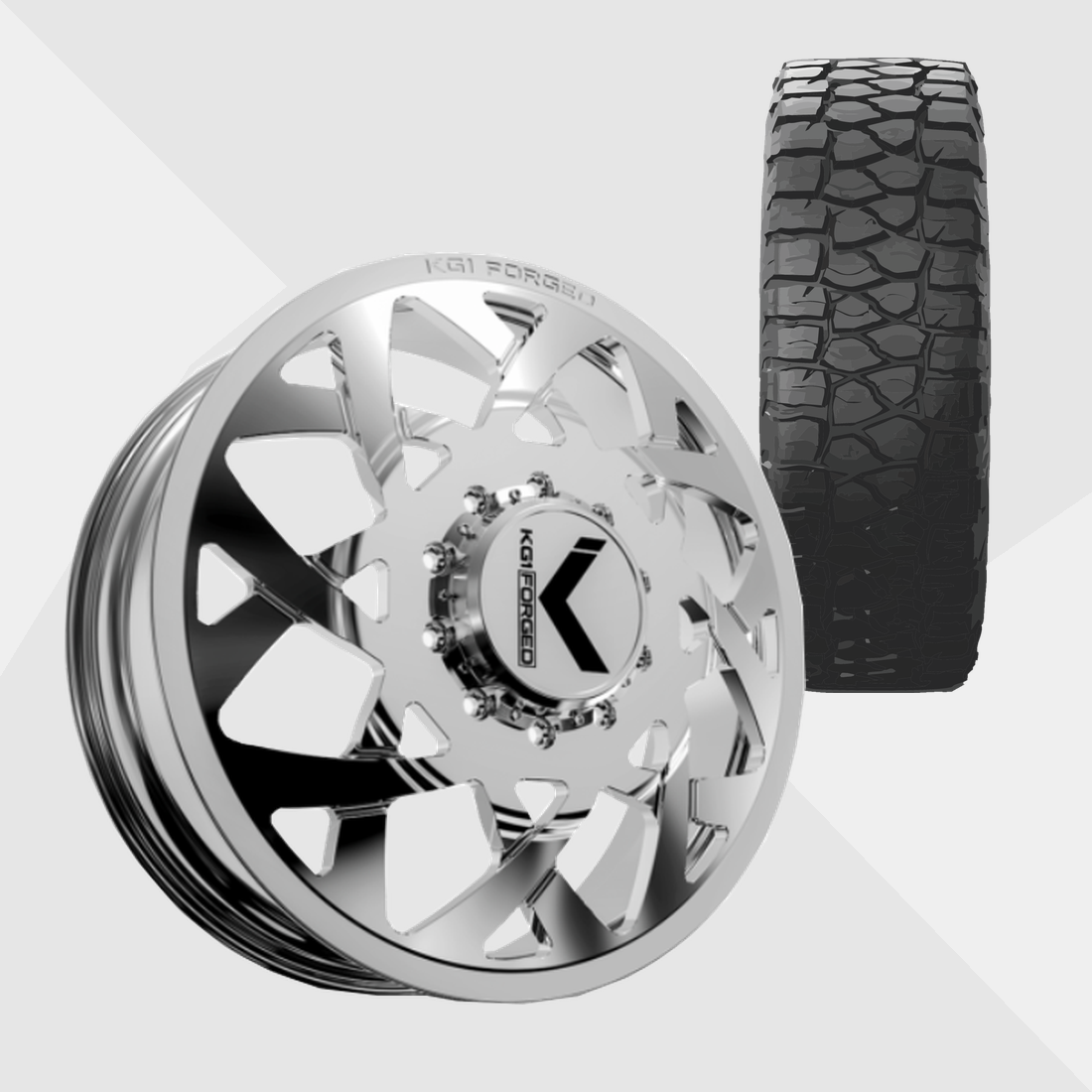 KG1 KD008 Orbital-KD Polished 22x8.25 8x210 with BF Goodrich Tires HD-Terrain T/A KT 37x13.50R22 Dually Package