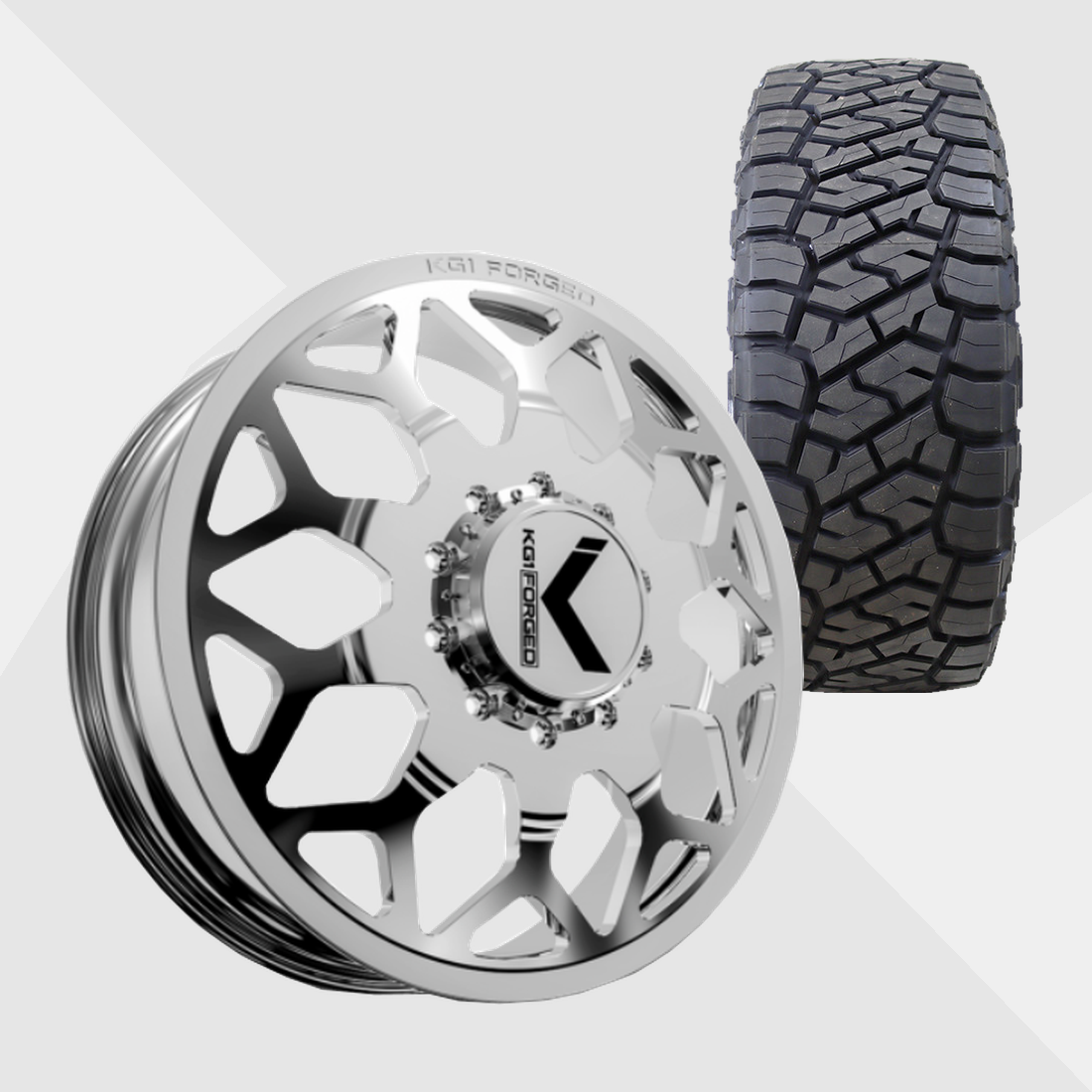 KG1 KD016 Luxor-KD Polished 24x8.25 8x210 with Toyo Tires Open Country R/T Trail 37x13.50R24 Dually Package