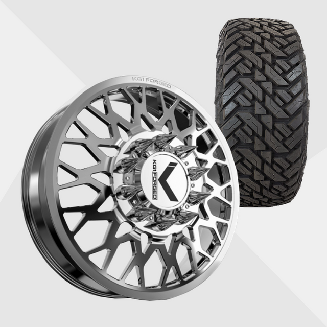 KG1 KD019 Torture-KD Polished 24x8.25 8x210 with Fuel Tires Gripper M/T 35x13.50R24 Dually Package