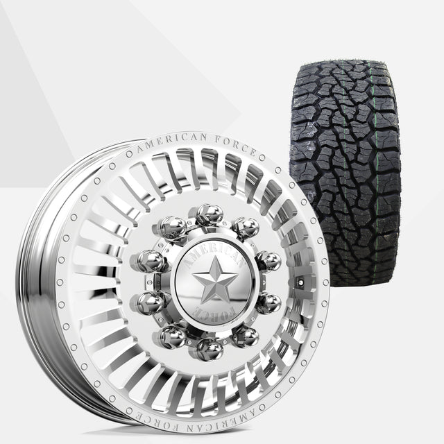 American Force Legion Polished 24x8.25 Wheels & Venom Power Tires Swampthing A/T 35x12.50R24 Tires - 24" Dually Package