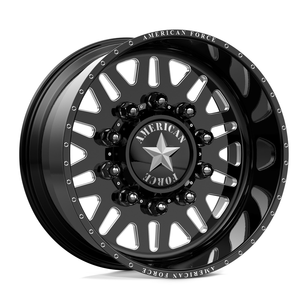 American Force 609 Liberty SD Gloss Black Milled 22x10 8x200 Dually Wheels