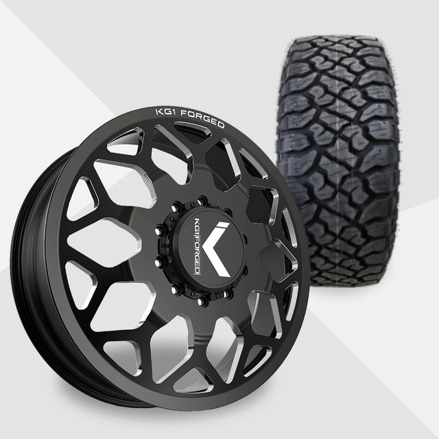 KG1 Luxor-KD 24x8.25 Wheels & Kenda Tires Klever R/T 35x12.50R24 Tires - 24" Dually Package