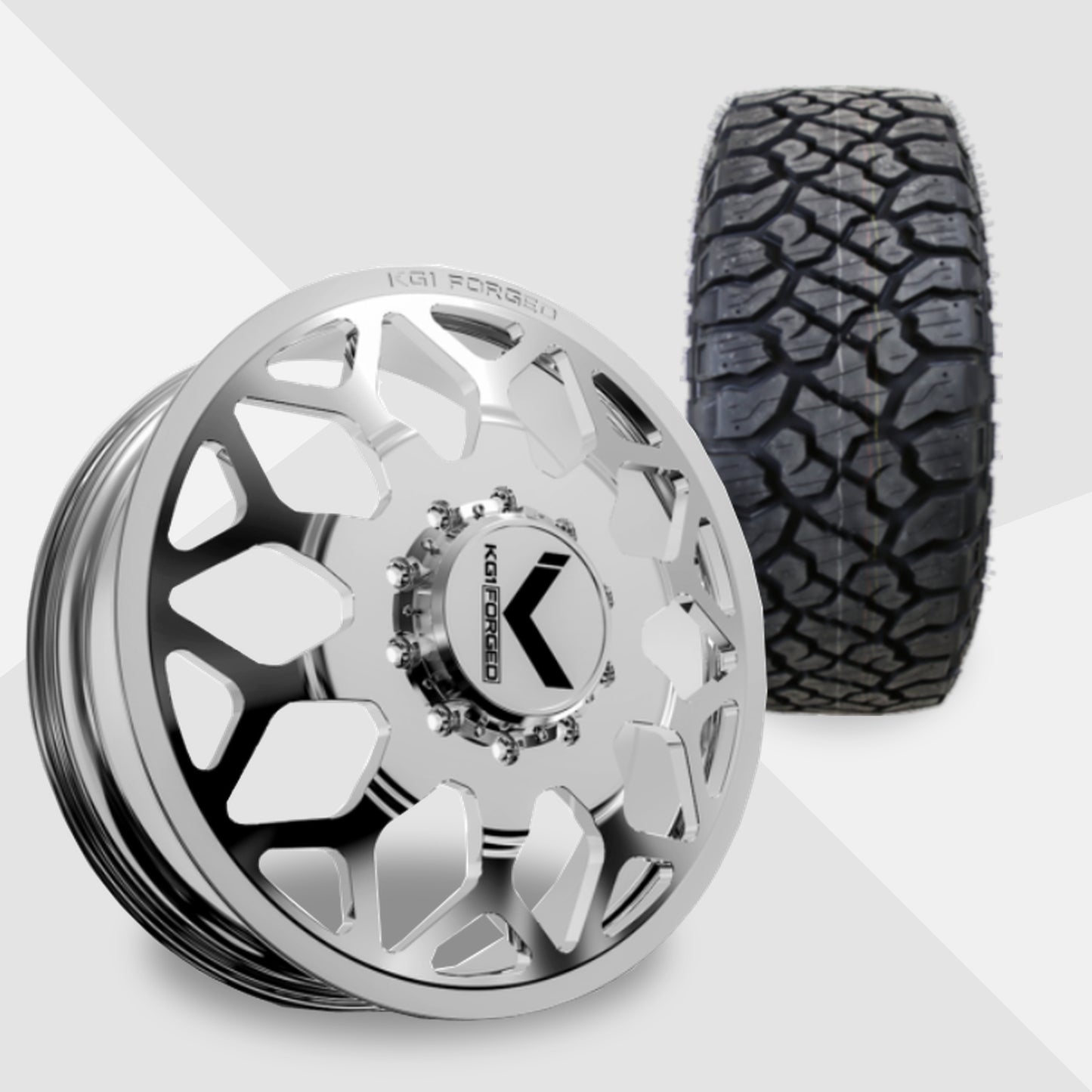 KG1 Luxor-KD 24x8.25 Wheels & Kenda Tires Klever R/T 35x12.50R24 Tires - 24" Dually Package