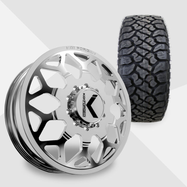KG1 Luxor-KD 24x8.25 Wheels & Kenda Tires Klever R/T 35x12.50R24 Tires - 24" Dually Package